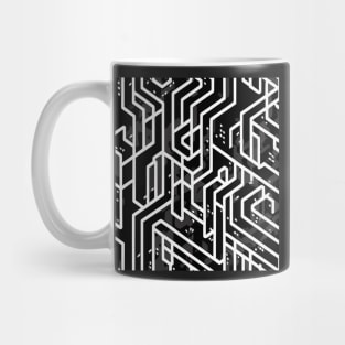 Trippy black and white cyberpunk electronic pattern Mug